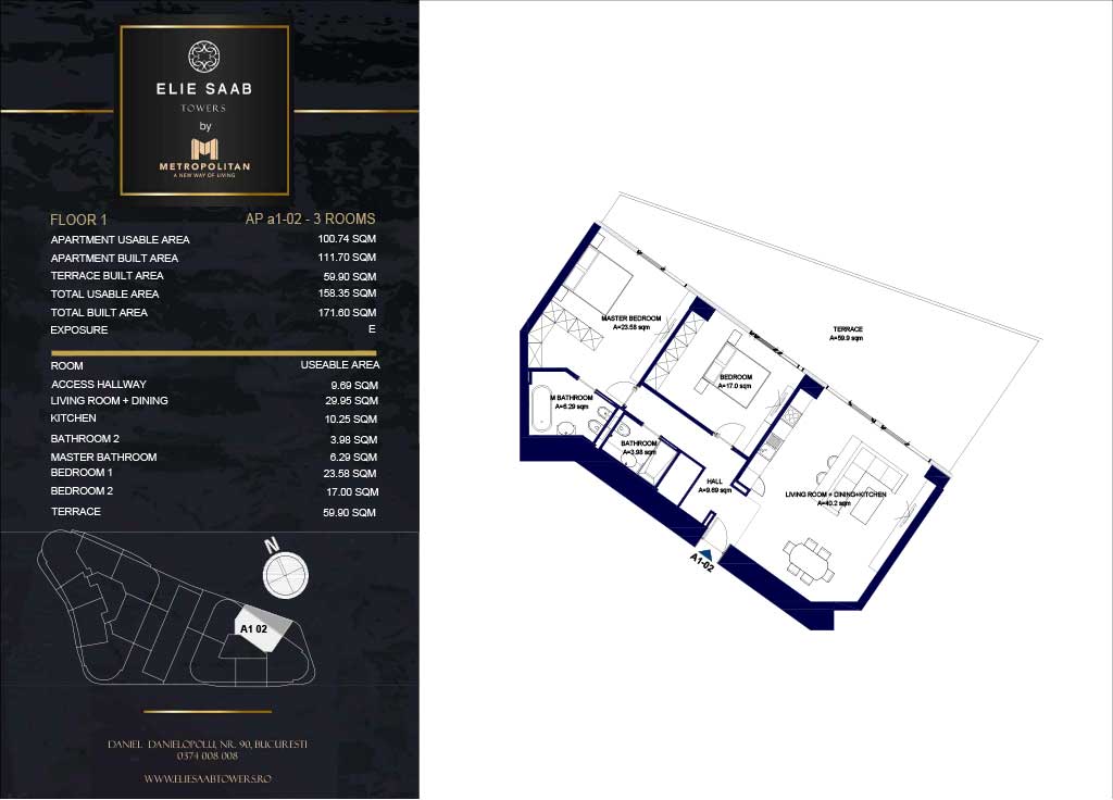Turnul A - etaj 01, apartament A1-02 - Elie Saab Towers - Apartamente de lux în nordul Bucureștiului, aproape de tot ce contează.