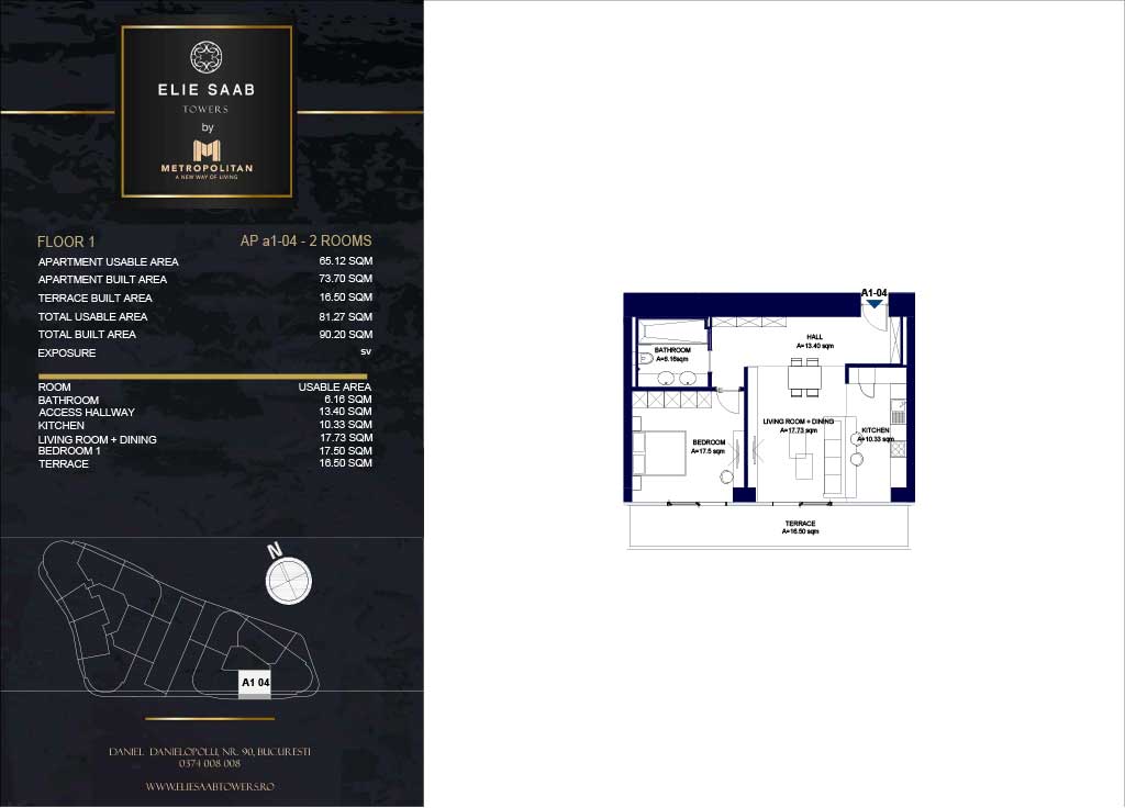 Turnul A - etaj 01, apartament A1-04 - Elie Saab Towers - Apartamente de lux în nordul Bucureștiului, aproape de tot ce contează.