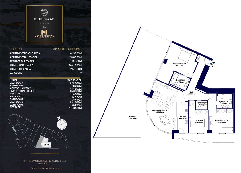 Turnul A - etaj 01, apartament A1-05 - Elie Saab Towers - Apartamente de lux în nordul Bucureștiului, aproape de tot ce contează.