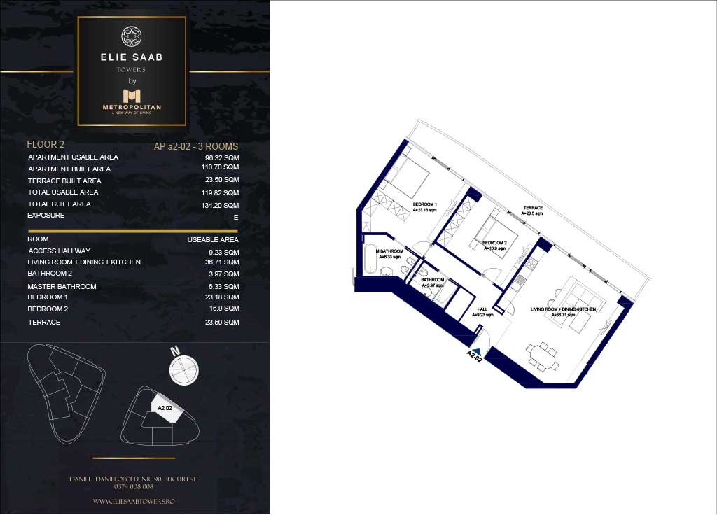 Turnul B - etaj 02, apartament A2-02 - Elie Saab Towers - Apartamente de lux în nordul Bucureștiului, aproape de tot ce contează.
