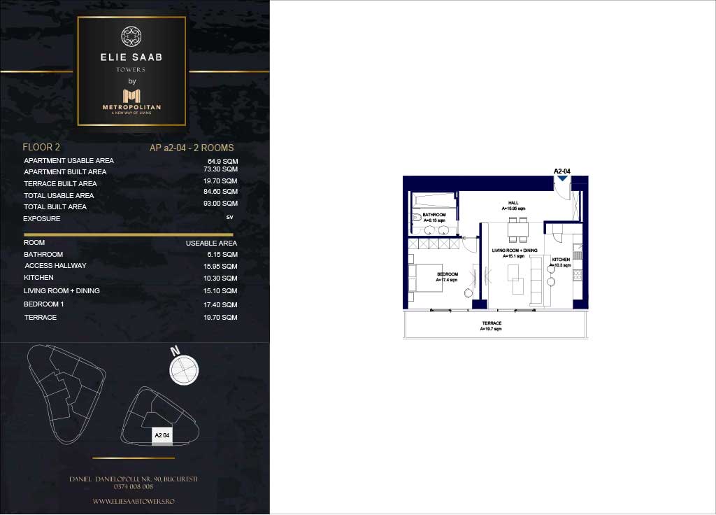 Turnul B - etaj 02, apartament A2-04 - Elie Saab Towers - Apartamente de lux în nordul Bucureștiului, aproape de tot ce contează.