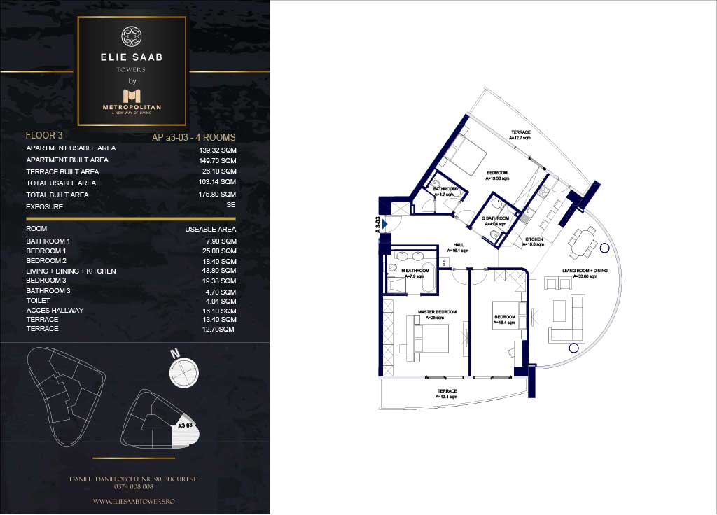 Turnul B - etaj 03, apartament A3-03 - Elie Saab Towers - Apartamente de lux în nordul Bucureștiului, aproape de tot ce contează.