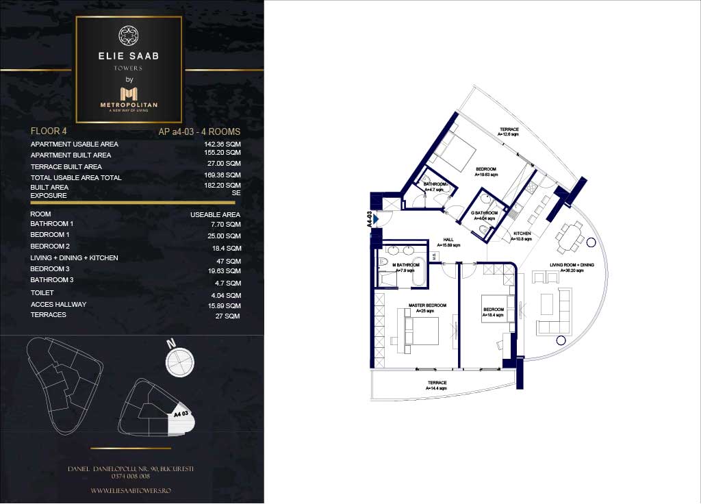 Turnul B - etaj 04, apartament A4-03 - Elie Saab Towers - Apartamente de lux în nordul Bucureștiului, aproape de tot ce contează.