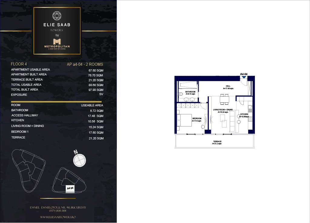 Turnul B - etaj 04, apartament A4-04 - Elie Saab Towers - Apartamente de lux în nordul Bucureștiului, aproape de tot ce contează.