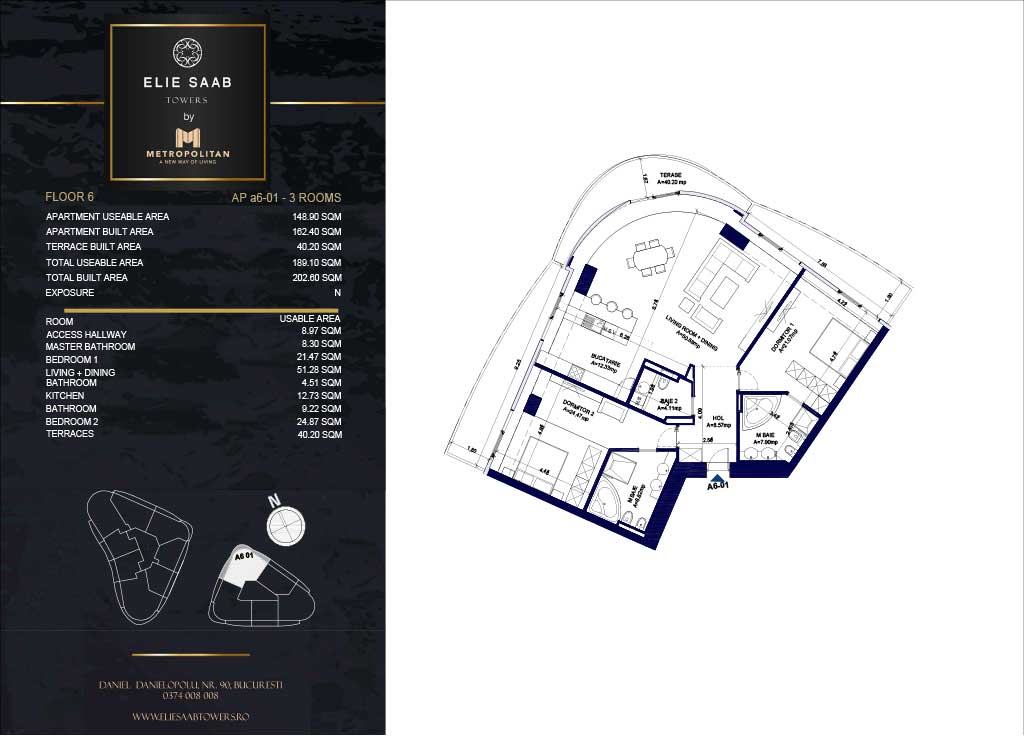 Turnul B - etaj 06, apartament A6-01 - Elie Saab Towers - Apartamente de lux în nordul Bucureștiului, aproape de tot ce contează.