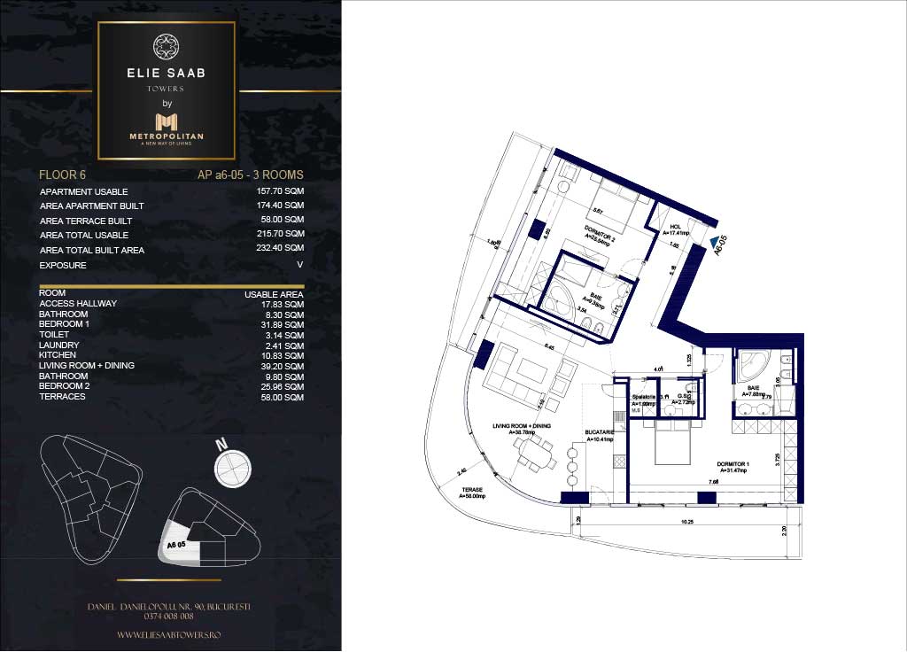 Turnul B - etaj 06, apartament A6-05 - Elie Saab Towers - Apartamente de lux în nordul Bucureștiului, aproape de tot ce contează.