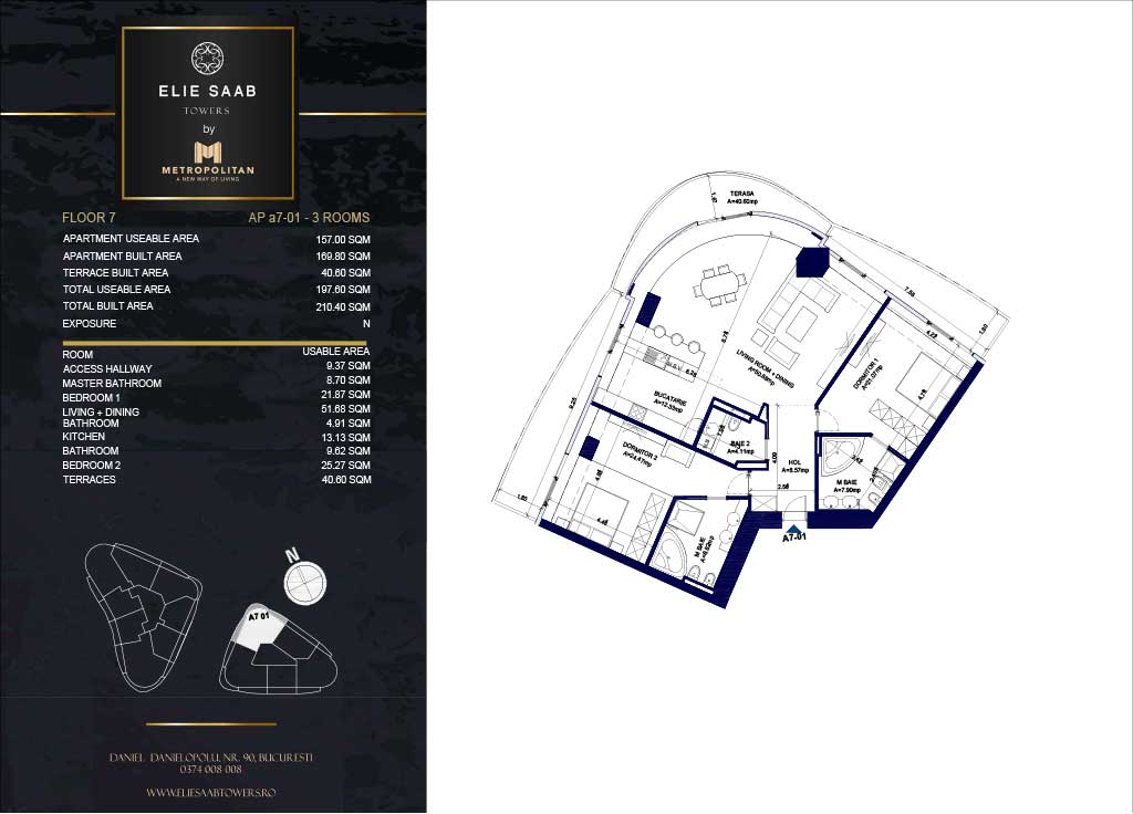 Turnul B - etaj 07, apartament A7-01 - Elie Saab Towers - Apartamente de lux în nordul Bucureștiului, aproape de tot ce contează.