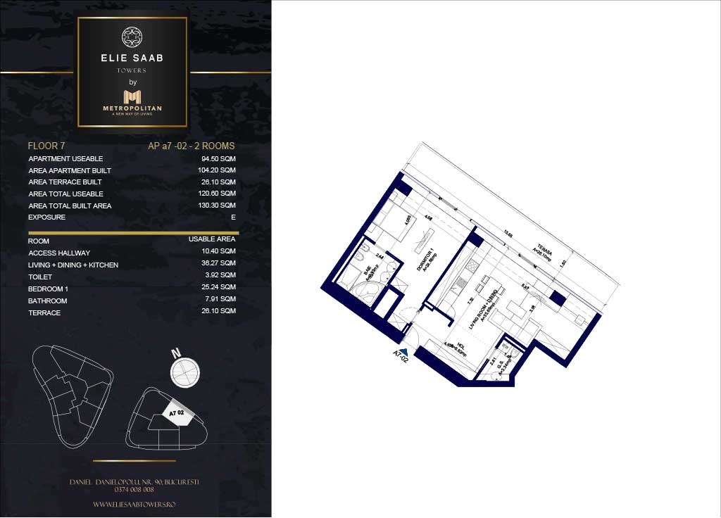 Turnul B - etaj 07, apartament A7-02 - Elie Saab Towers - Apartamente de lux în nordul Bucureștiului, aproape de tot ce contează.