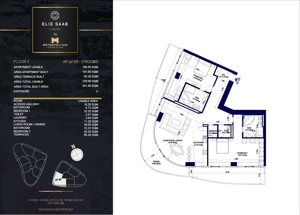 Turnul B - etaj 07, apartament A7-05- Elie Saab Towers - Apartamente de lux în nordul Bucureștiului, aproape de tot ce contează.