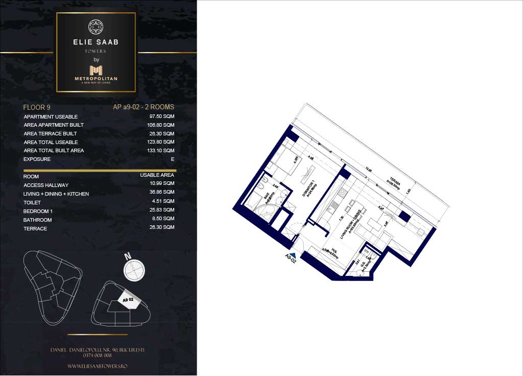 Turnul B - etaj 09, apartament A9-02- Elie Saab Towers - Apartamente de lux în nordul Bucureștiului, aproape de tot ce contează.
