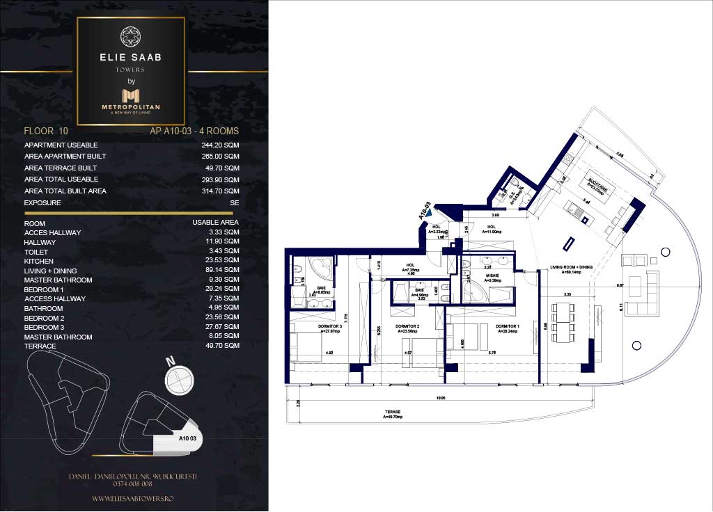Turnul B - etaj 010, apartament A10-03- Elie Saab Towers - Apartamente de lux în nordul Bucureștiului, aproape de tot ce contează.