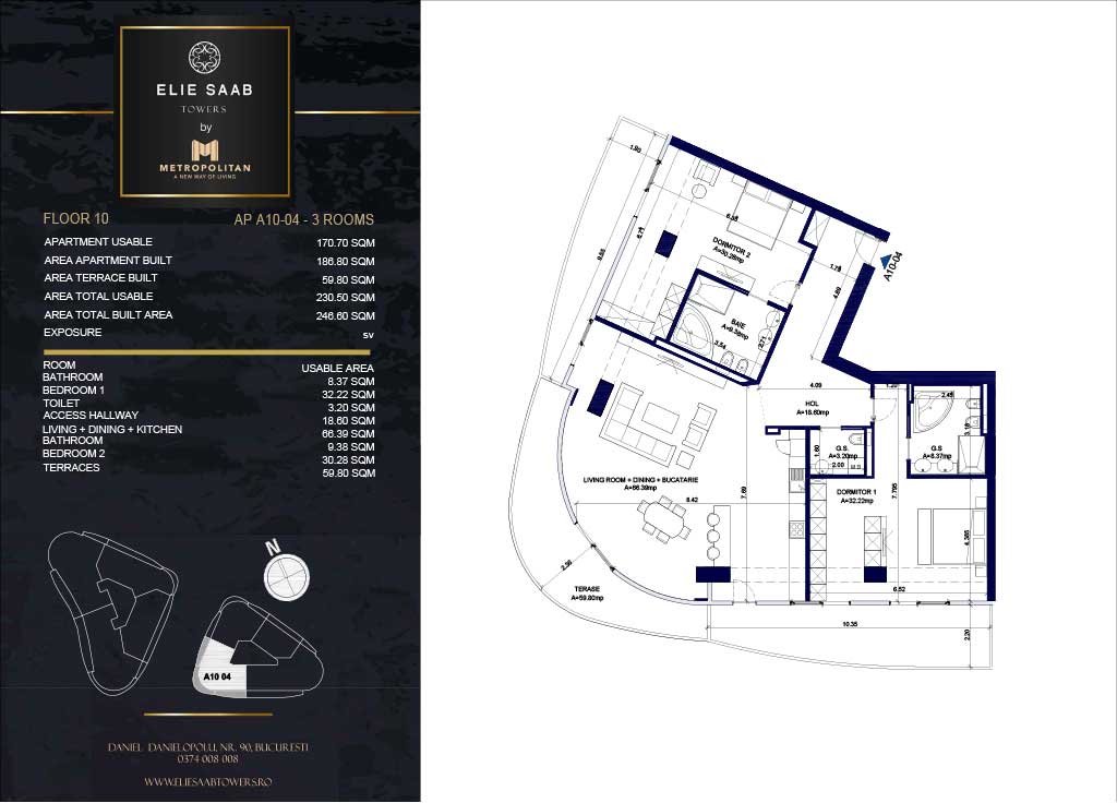 Turnul B - etaj 010, apartament A10-04- Elie Saab Towers - Apartamente de lux în nordul Bucureștiului, aproape de tot ce contează.