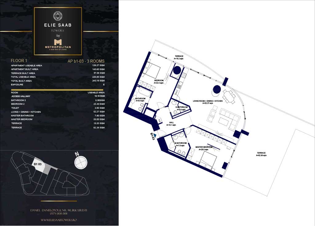 Turnul B - etaj 01, apartament B1-03 - Elie Saab Towers - Apartamente de lux în nordul Bucureștiului, aproape de tot ce contează.
