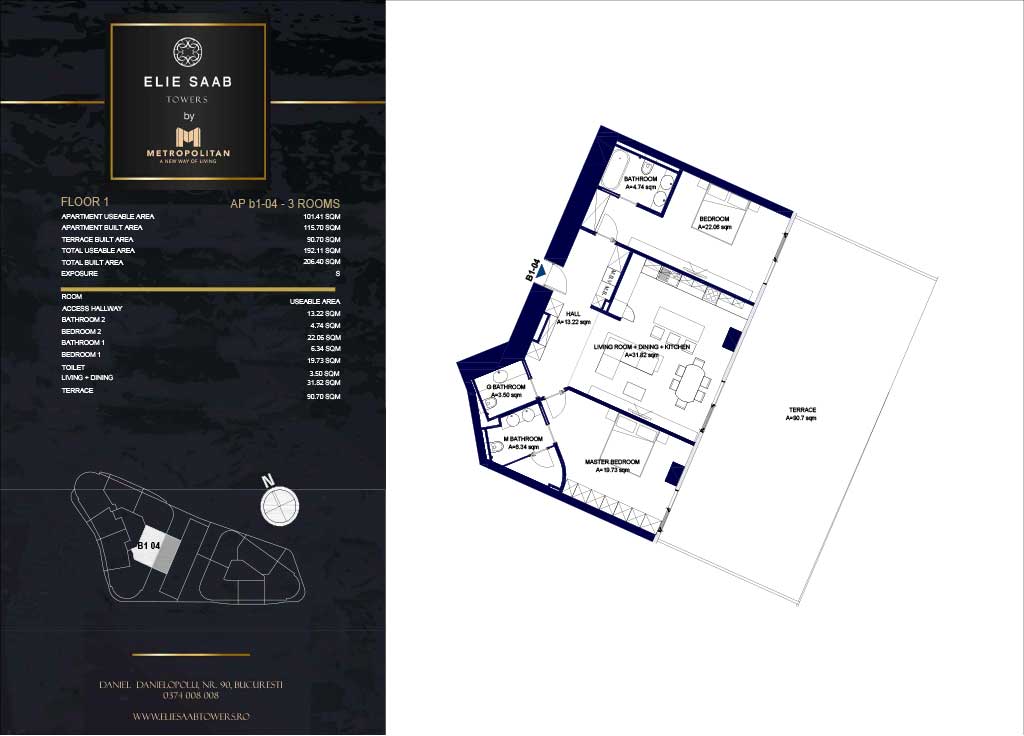Turnul B - etaj 01, apartament B1-04 - Elie Saab Towers - Apartamente de lux în nordul Bucureștiului, aproape de tot ce contează.