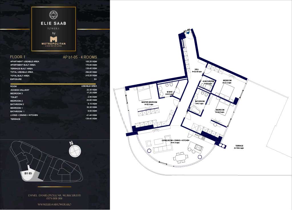 Turnul B - etaj 01, apartament B1-05 - Elie Saab Towers - Apartamente de lux în nordul Bucureștiului, aproape de tot ce contează.