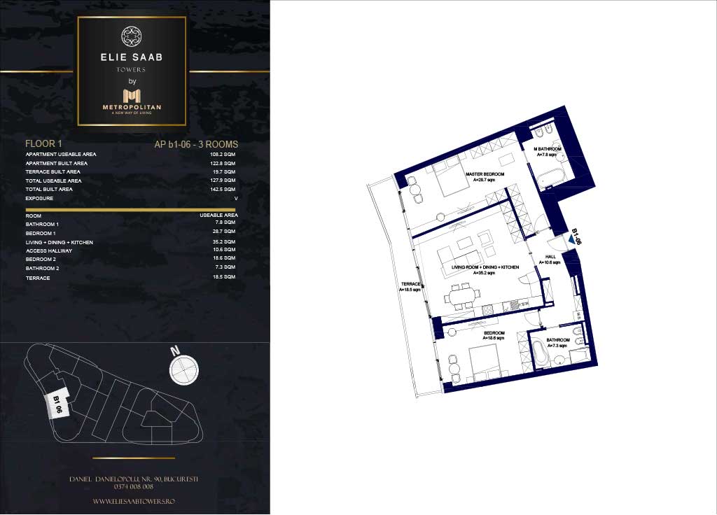 Turnul B - etaj 01, apartament B1-06 - Elie Saab Towers - Apartamente de lux în nordul Bucureștiului, aproape de tot ce contează.