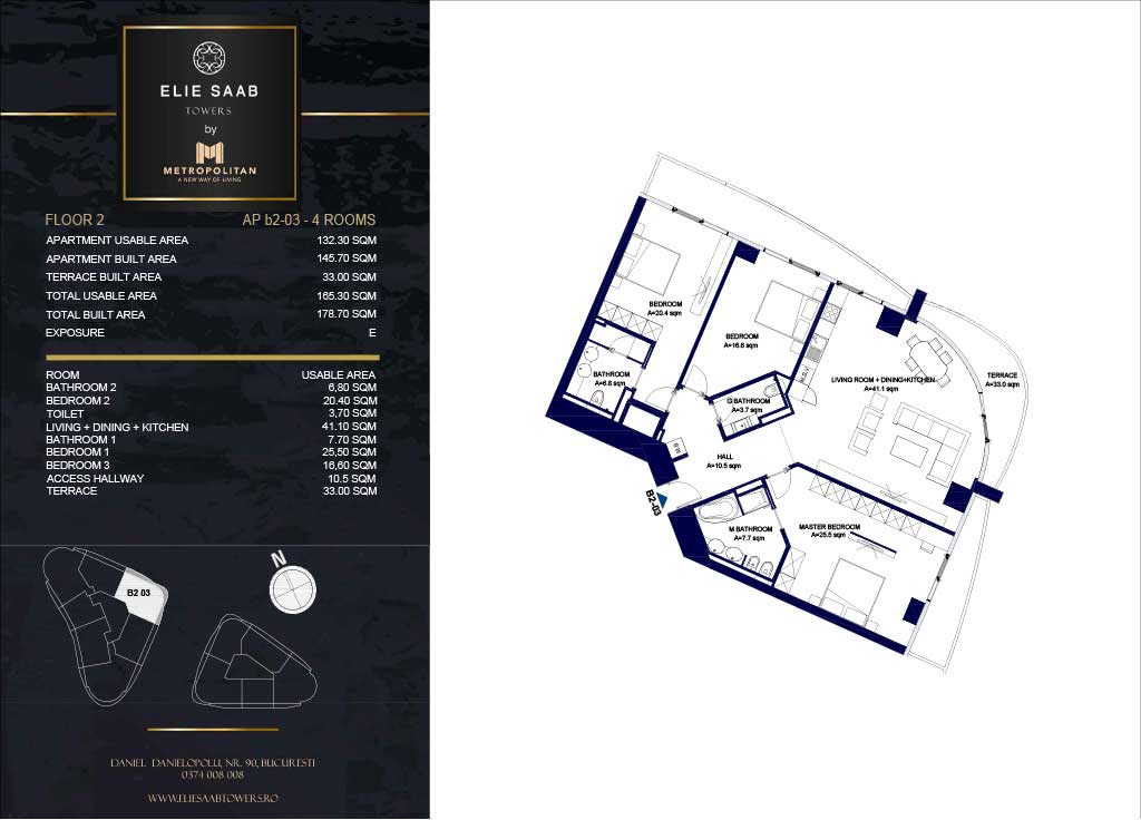Turnul B - etaj 02, apartament B2-03 - Elie Saab Towers - Apartamente de lux în nordul Bucureștiului, aproape de tot ce contează.