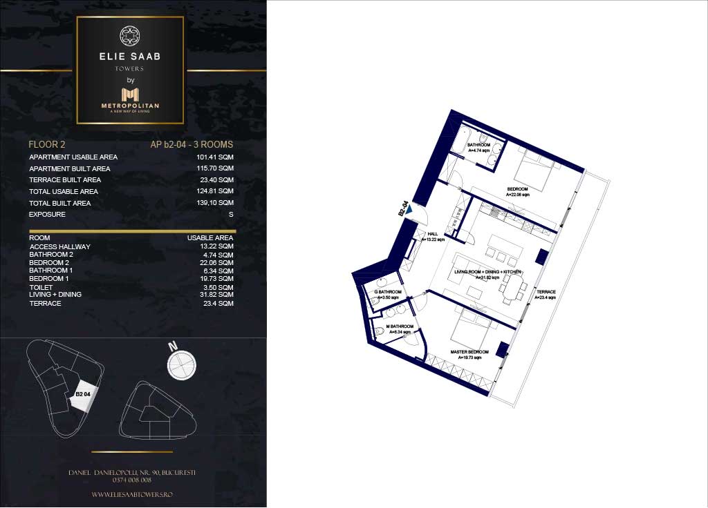 Turnul B - etaj 02, apartament B2-04 - Elie Saab Towers - Apartamente de lux în nordul Bucureștiului, aproape de tot ce contează.