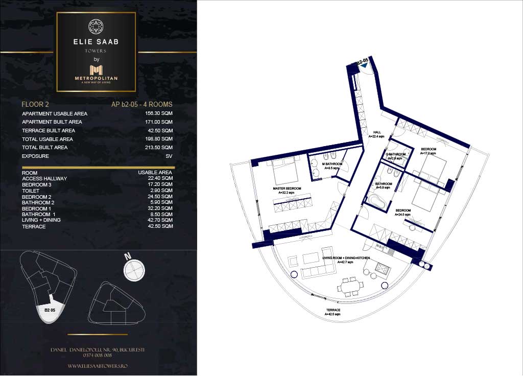 Turnul B - etaj 02, apartament B2-05 - Elie Saab Towers - Apartamente de lux în nordul Bucureștiului, aproape de tot ce contează.
