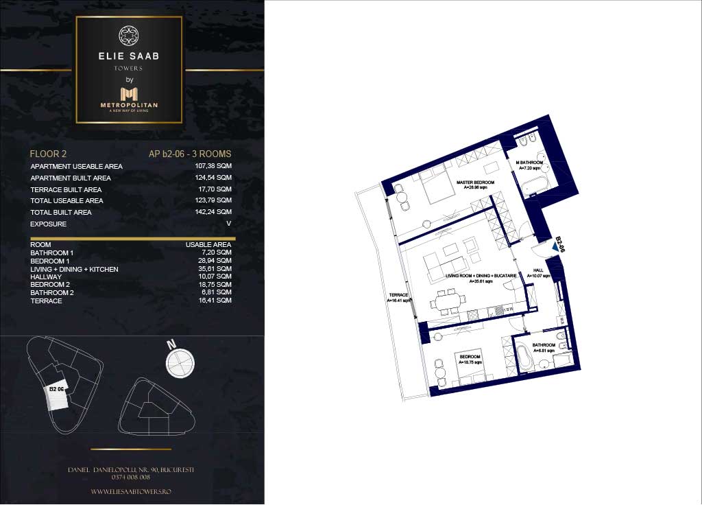 Turnul B - etaj 02, apartament B2-06 - Elie Saab Towers - Apartamente de lux în nordul Bucureștiului, aproape de tot ce contează.