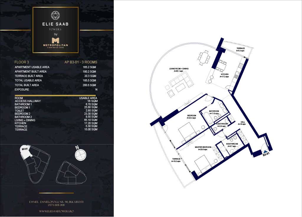 Turnul B - etaj 03, apartament B3-01 - Elie Saab Towers - Apartamente de lux în nordul Bucureștiului, aproape de tot ce contează.