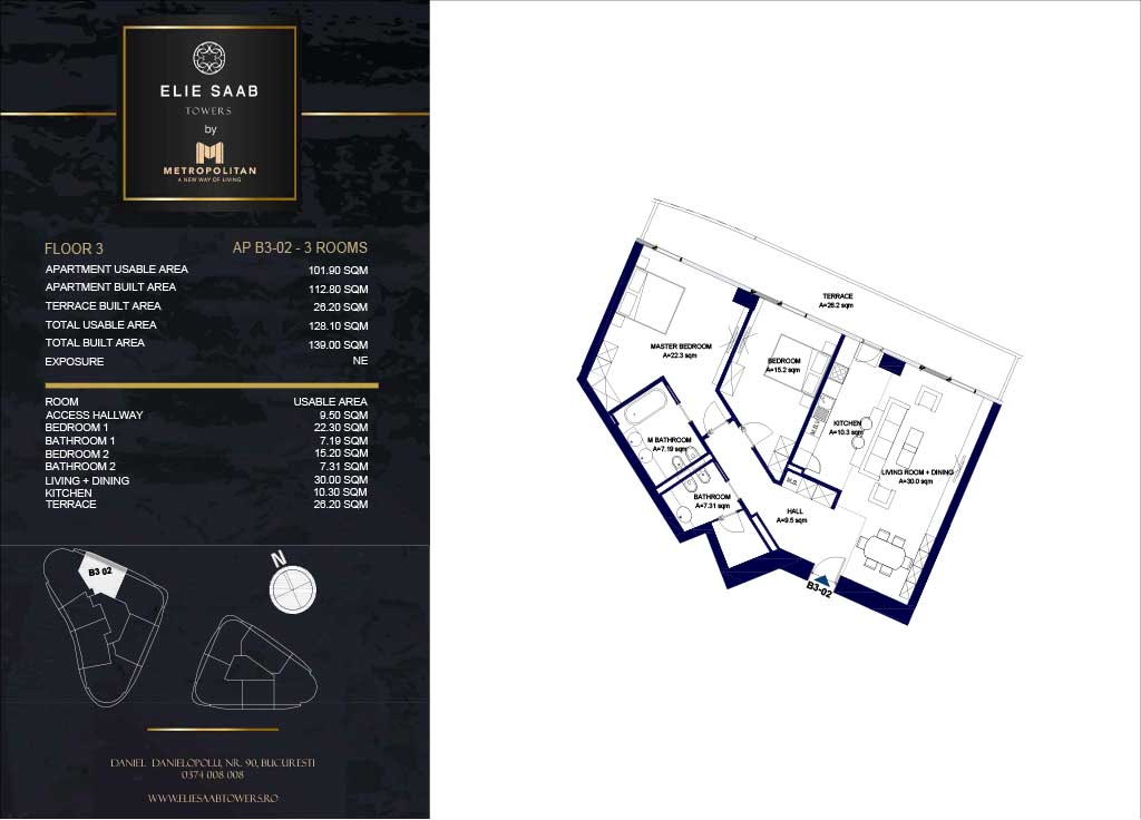 Turnul B - etaj 03, apartament B3-02 - Elie Saab Towers - Apartamente de lux în nordul Bucureștiului, aproape de tot ce contează.