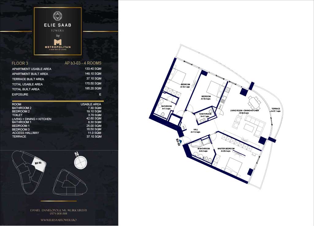Turnul B - etaj 03, apartament B3-03 - Elie Saab Towers - Apartamente de lux în nordul Bucureștiului, aproape de tot ce contează.