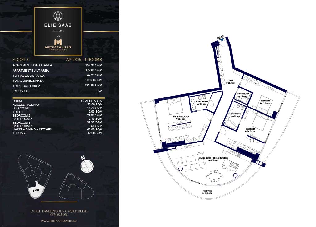 Turnul B - etaj 03, apartament B3-05 - Elie Saab Towers - Apartamente de lux în nordul Bucureștiului, aproape de tot ce contează.