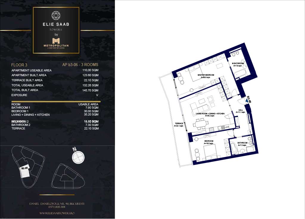Turnul B - etaj 03, apartament B3-06 - Elie Saab Towers - Apartamente de lux în nordul Bucureștiului, aproape de tot ce contează.