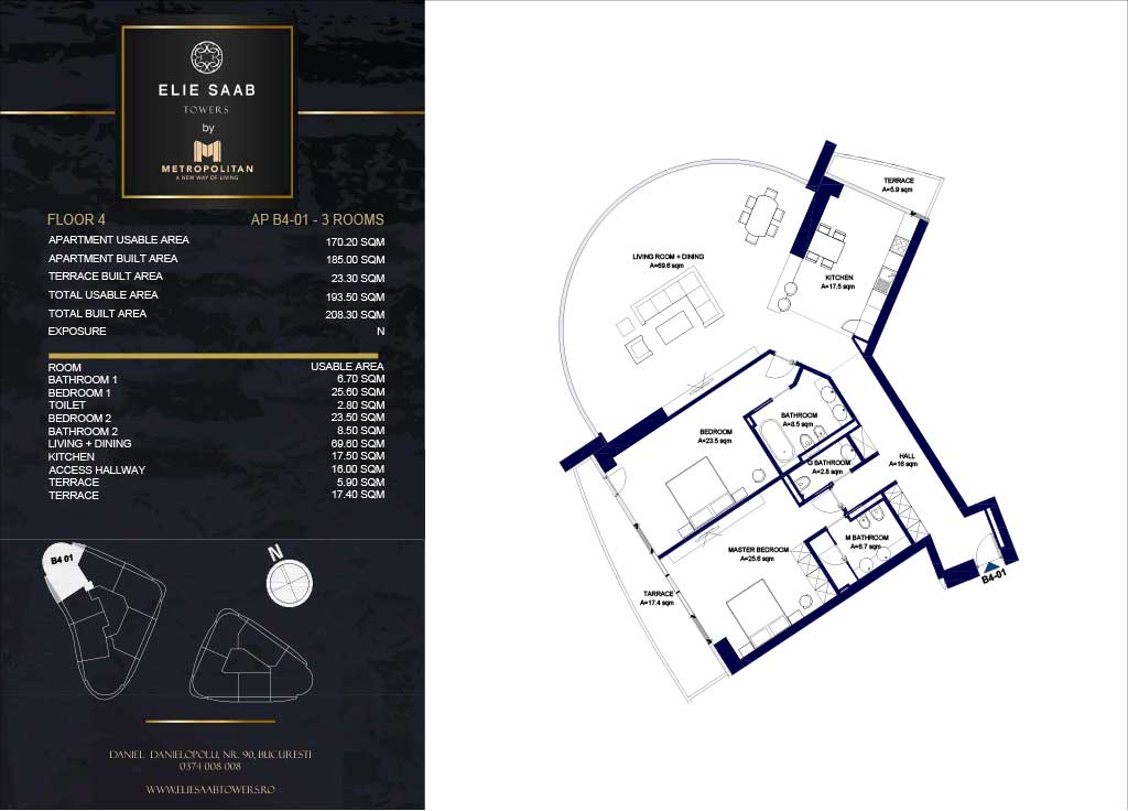 Turnul B - etaj 04, apartament B4-01- Elie Saab Towers - Apartamente de lux în nordul Bucureștiului, aproape de tot ce contează.