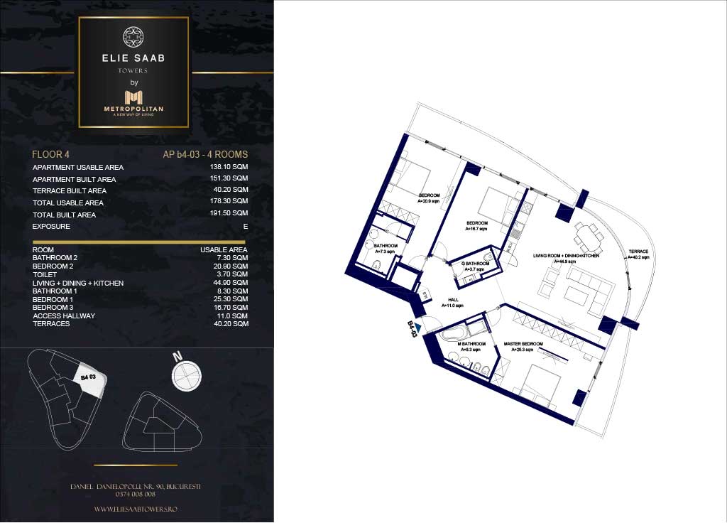Turnul B - etaj 04, apartament B4-03- Elie Saab Towers - Apartamente de lux în nordul Bucureștiului, aproape de tot ce contează.