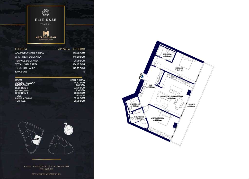 Turnul B - etaj 04, apartament B4-04- Elie Saab Towers - Apartamente de lux în nordul Bucureștiului, aproape de tot ce contează.
