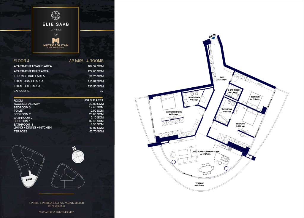 Turnul B - etaj 04, apartament B4-05- Elie Saab Towers - Apartamente de lux în nordul Bucureștiului, aproape de tot ce contează.