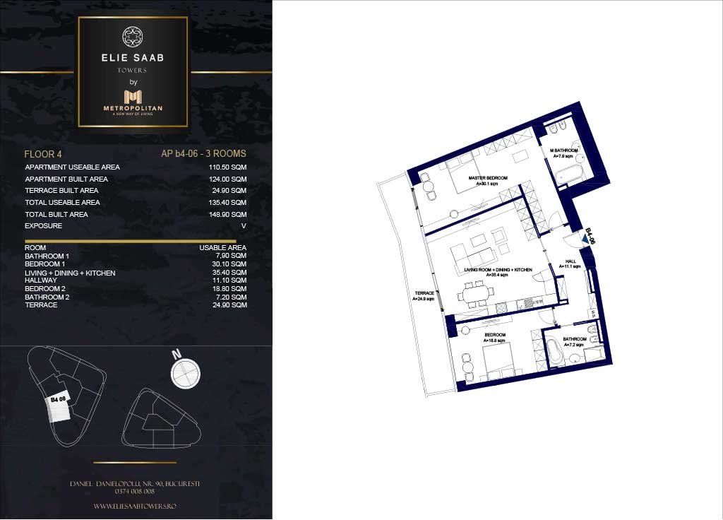 Turnul B - etaj 04, apartament B4-06- Elie Saab Towers - Apartamente de lux în nordul Bucureștiului, aproape de tot ce contează.