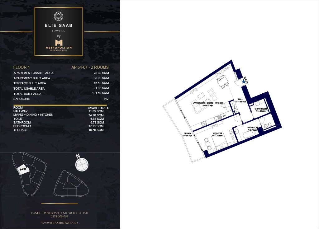 Turnul B - etaj 04, apartament B4-07- Elie Saab Towers - Apartamente de lux în nordul Bucureștiului, aproape de tot ce contează.