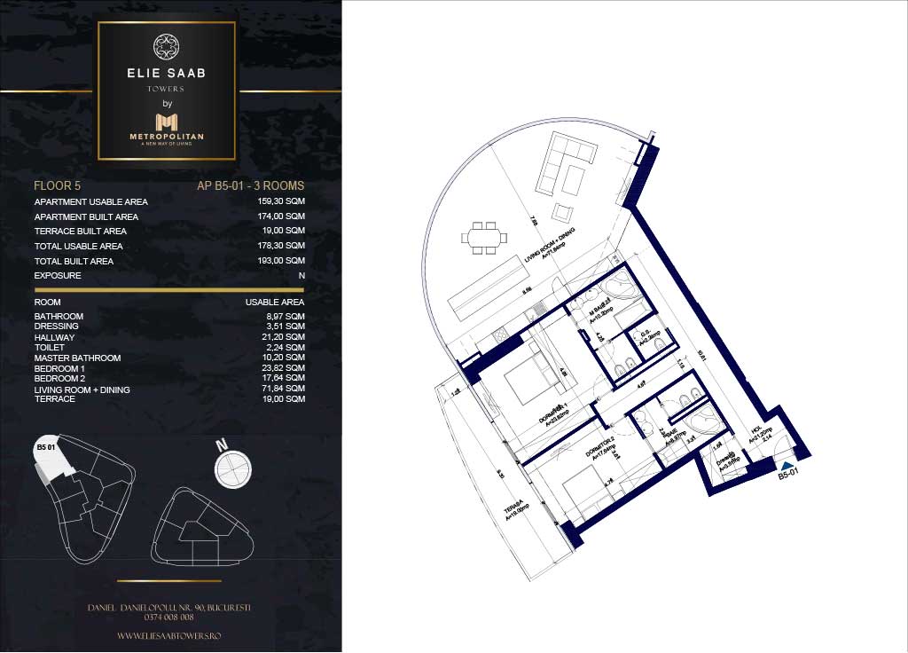 Turnul B - etaj 05, apartament B5-01- Elie Saab Towers - Apartamente de lux în nordul Bucureștiului, aproape de tot ce contează.