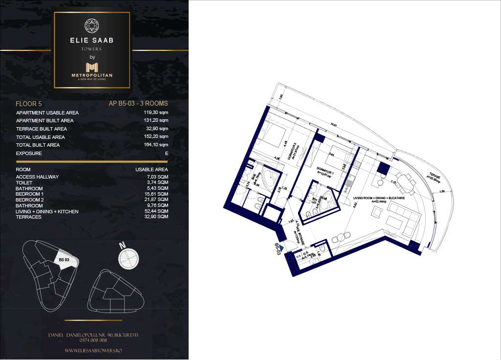 Turnul B - etaj 05, apartament B5-03- Elie Saab Towers - Apartamente de lux în nordul Bucureștiului, aproape de tot ce contează.