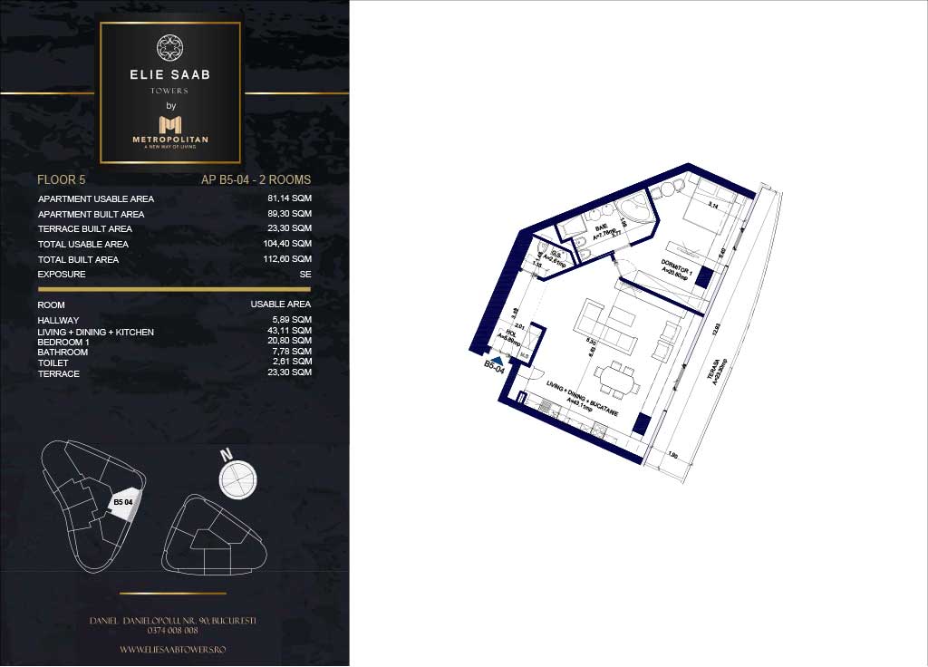 Turnul B - etaj 05, apartament B5-04- Elie Saab Towers - Apartamente de lux în nordul Bucureștiului, aproape de tot ce contează.