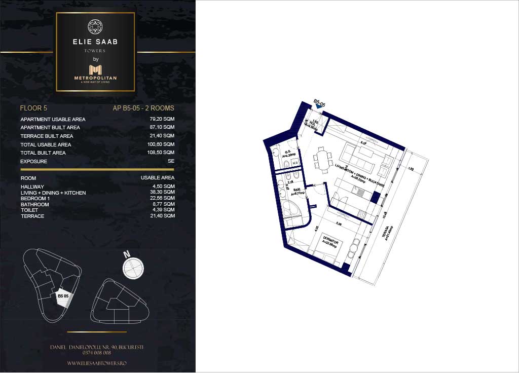 Turnul B - etaj 05, apartament B5-05- Elie Saab Towers - Apartamente de lux în nordul Bucureștiului, aproape de tot ce contează.