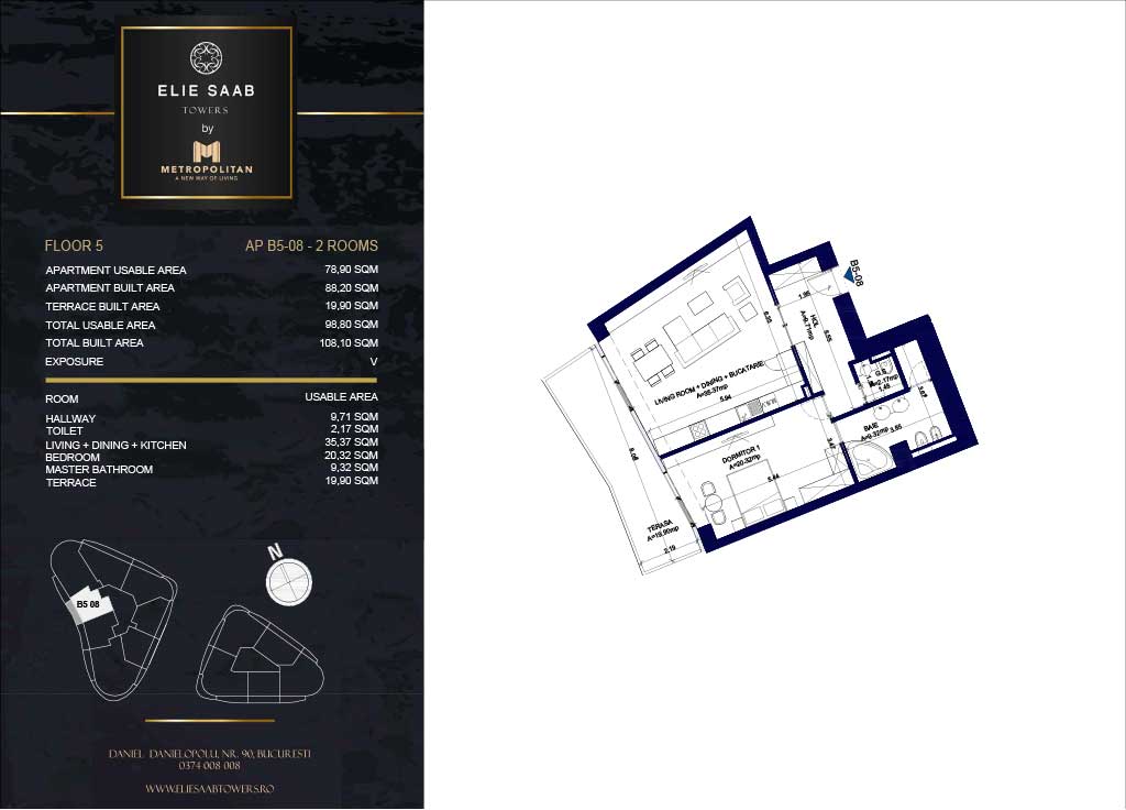 Turnul B - etaj 05, apartament B5-08- Elie Saab Towers - Apartamente de lux în nordul Bucureștiului, aproape de tot ce contează.