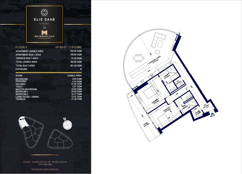 Turnul B - etaj 06, apartament B6-01- Elie Saab Towers - Apartamente de lux în nordul Bucureștiului, aproape de tot ce contează.
