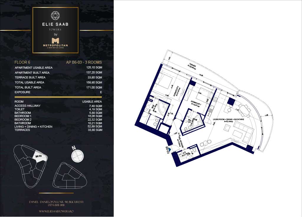 Turnul B - etaj 06, apartament B6-03- Elie Saab Towers - Apartamente de lux în nordul Bucureștiului, aproape de tot ce contează.