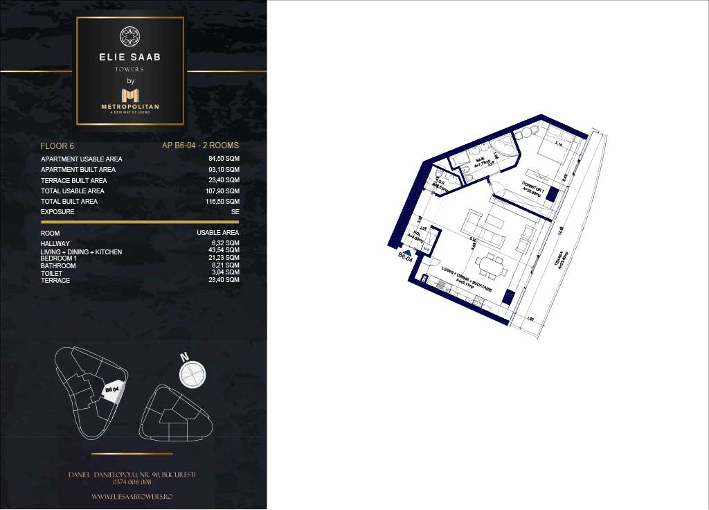 Turnul B - etaj 06, apartament B6-04- Elie Saab Towers - Apartamente de lux în nordul Bucureștiului, aproape de tot ce contează.