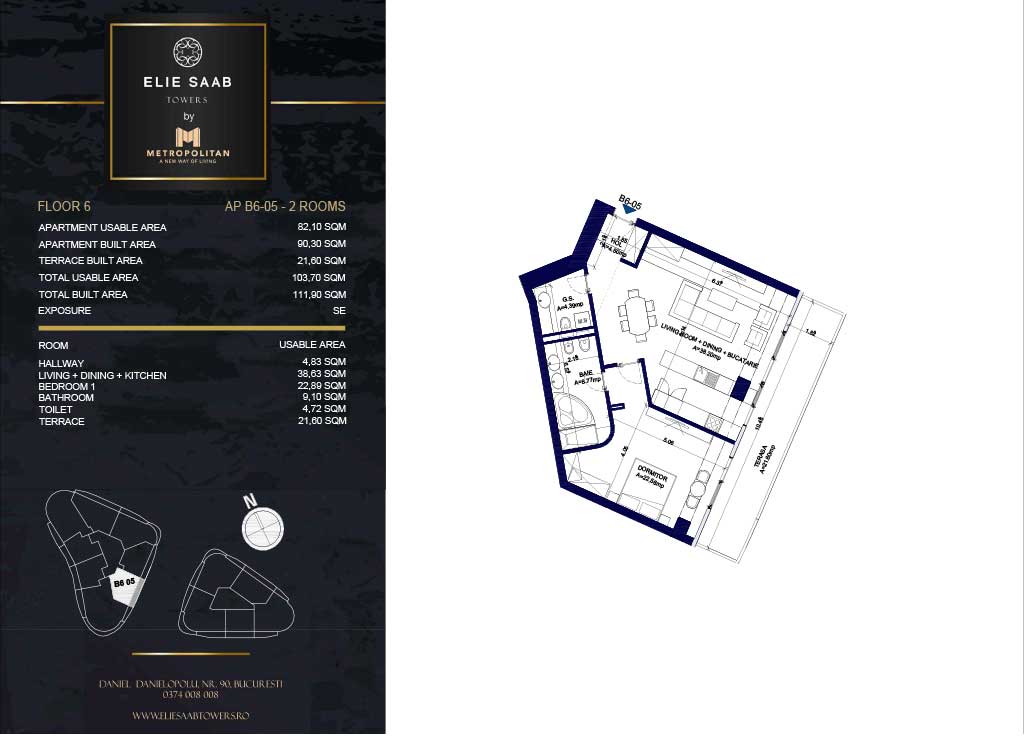 Turnul B - etaj 06, apartament B6-05- Elie Saab Towers - Apartamente de lux în nordul Bucureștiului, aproape de tot ce contează.