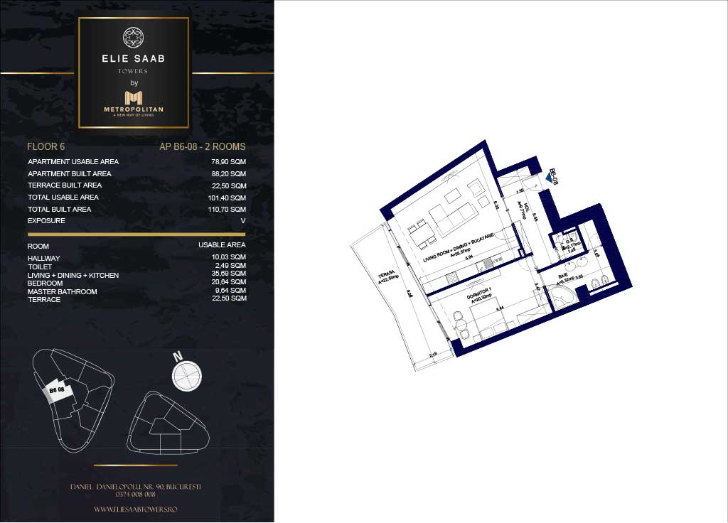 Turnul B - etaj 06, apartament B6-08- Elie Saab Towers - Apartamente de lux în nordul Bucureștiului, aproape de tot ce contează.