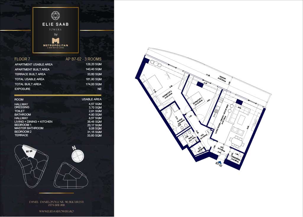 Turnul B - etaj 07, apartament B7-02- Elie Saab Towers - Apartamente de lux în nordul Bucureștiului, aproape de tot ce contează.