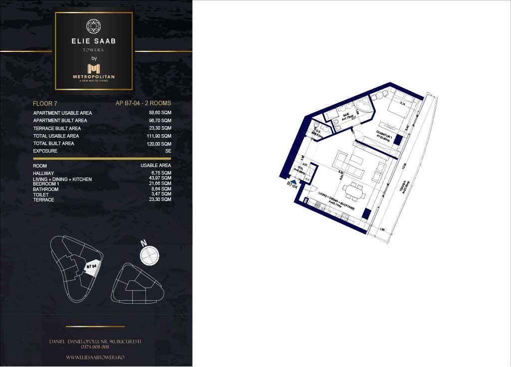 Turnul B - etaj 07, apartament B7-04- Elie Saab Towers - Apartamente de lux în nordul Bucureștiului, aproape de tot ce contează.