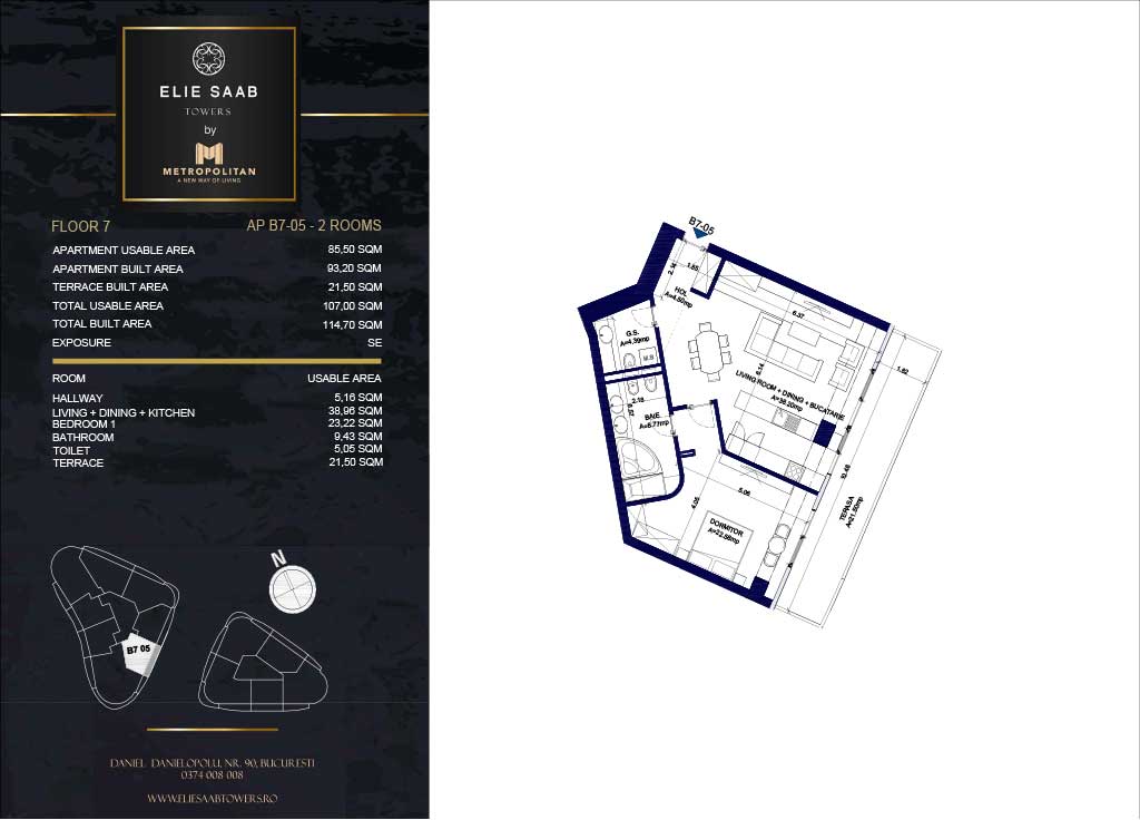 Turnul B - etaj 07, apartament B7-05- Elie Saab Towers - Apartamente de lux în nordul Bucureștiului, aproape de tot ce contează.