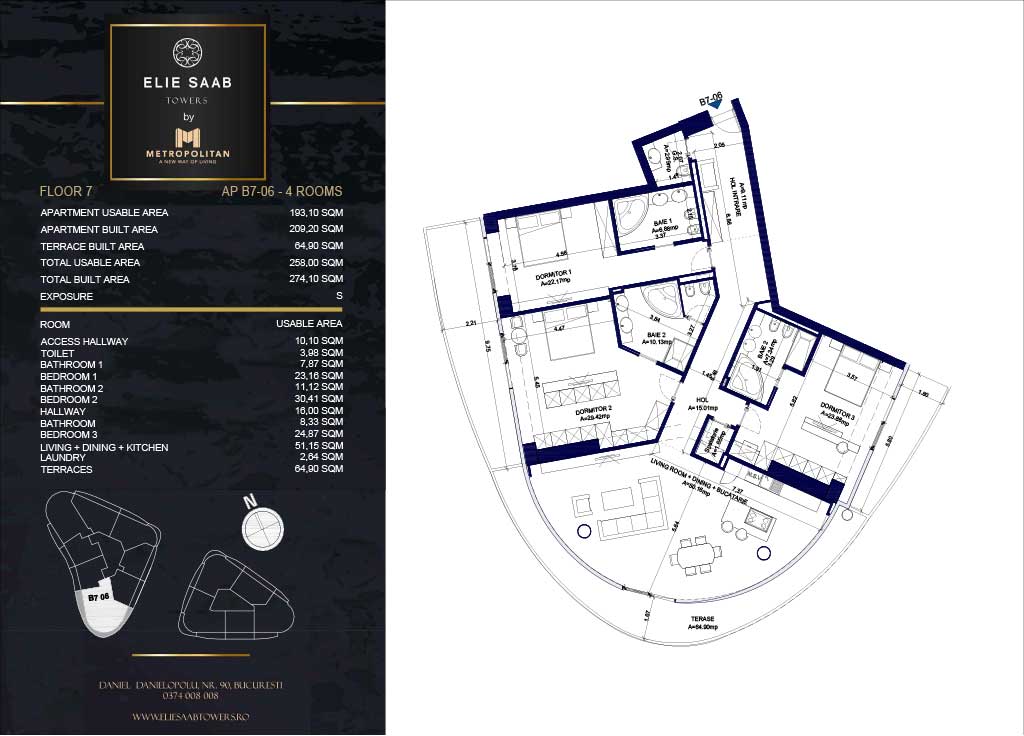 Turnul B - etaj 07, apartament B7-06- Elie Saab Towers - Apartamente de lux în nordul Bucureștiului, aproape de tot ce contează.