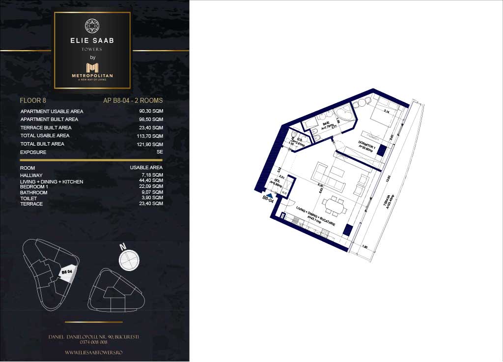Turnul B - etaj 08, apartament B8-04- Elie Saab Towers - Apartamente de lux în nordul Bucureștiului, aproape de tot ce contează.